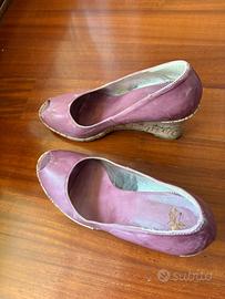 Scarpe donna decollete  con tacco in sughero