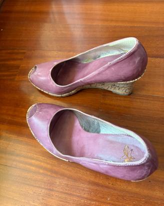 Scarpe donna decollete  con tacco in sughero