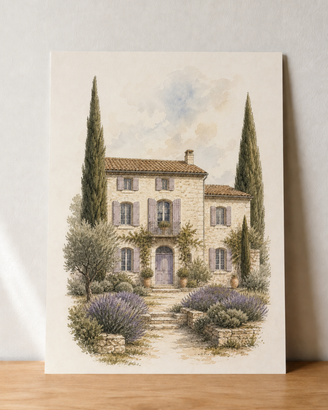 Mas provenzale con lavanda – poster A3