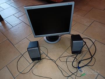 Monitor 14 pollici e casse pc