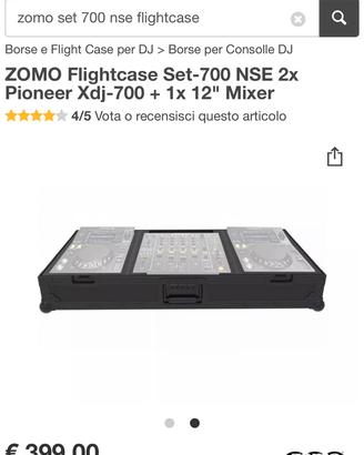 ZOMO Flightcase Set-700 2 xdj 700 + mixer da 12”