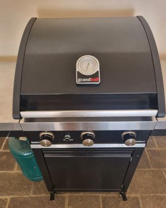 Barbecue Grandhall con fuoco laterale e pinze