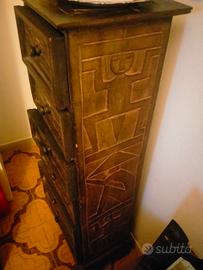 mobiletto comodino etnico africano legno