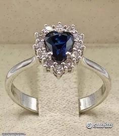 ANELLO ORO 18kt. CON DIAMANTI E ZAFFIRO CUORE