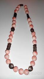 Collana corallo rosa Deep Sea con inserti argento 