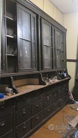 CASSETTIERA ANTICA CREDENZA FARMACIA L.4 metri