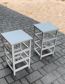 Coppia di mobiletti/strutture in legno bianco