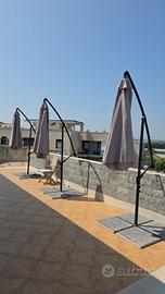 Set di 3 Ombrelloni a Braccio Laterale