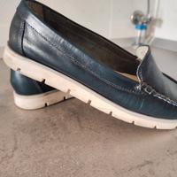 mocassino blu in pelle