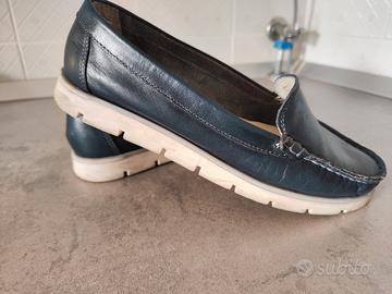 mocassino blu in pelle