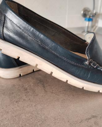 mocassino blu in pelle