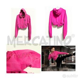 FELPA D BOXEUR FUXIA CROP CPN CAPPUCCIO SCRITTA IN