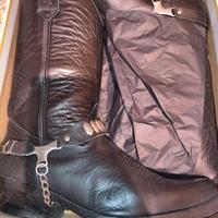 Stivali Texani/Cowboy in Vera Pelle Nera 