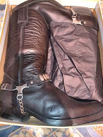 Stivali Texani/Cowboy in Vera Pelle Nera 