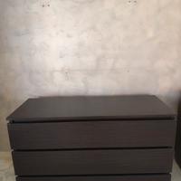Comò Moderno 3 Cassetti - Finitura Wengé/Moro