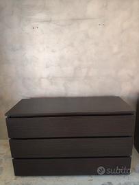 Comò Moderno 3 Cassetti - Finitura Wengé/Moro