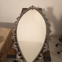 Specchio Vintage Barocco Argento Anticato Ovale /