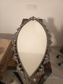 Specchio Vintage Barocco Argento Anticato Ovale /