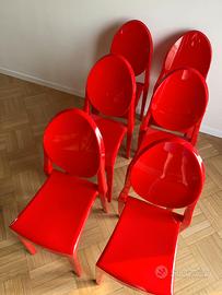 Sedie Victoria Ghost rosse (Set di 6)
