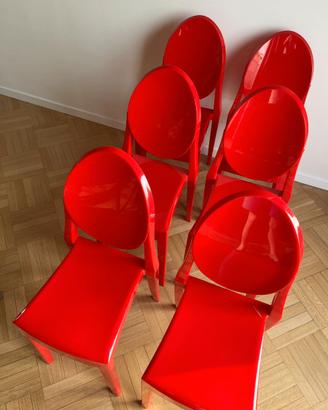 Sedie Victoria Ghost rosse (Set di 6)