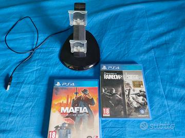 Giochi per la PS4 e base ricarica 2 joystick