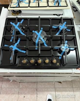 Piano cottura 70cm nero rustico 5 fuochi nuovo