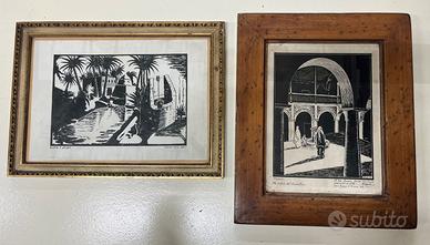 1937, Coppia Xilografie coloniali, M. Sambo, Libia