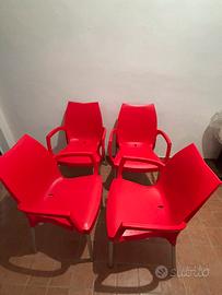 4 sedie  rosse