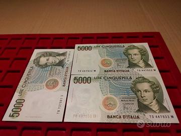 5000 LIRE-"BELLINI"-FDS-PEZZI 3-2 IN SERIE-FOTO