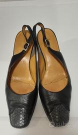 Décolleté signora in pelle blu