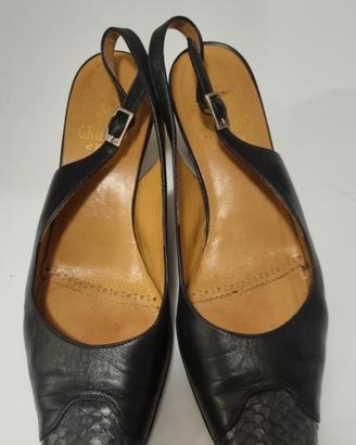 Décolleté signora in pelle blu