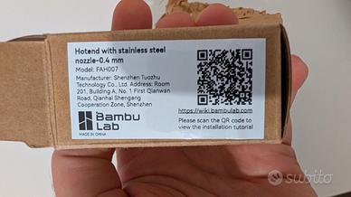 Hotend nozzle 0.4 Bambulab A1 + silicone sock