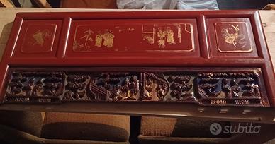 Antica porta cinese sec XVIII in legno decorato