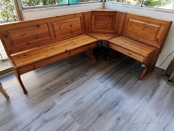 Panca legno, angolo reversibile, sedute apribili