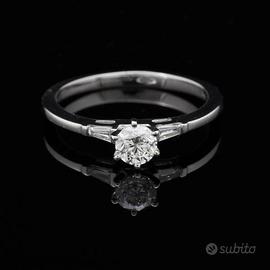 SOLITARIO ANELLO VINTAGE ORO 18KT BRILLANTE 0.50CT