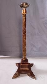 candelabro in legno e ottone