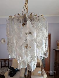 Lampadario "vintage" torciglioni in vetro Murano 
