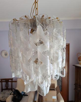 Lampadario "vintage" torciglioni in vetro Murano 