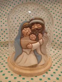 Sacra Famiglia campana vetro legno thun