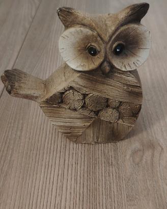 statuina artigianale gufo in legno 