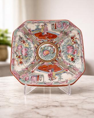 Piatto cinese in stile Canton famille rose vintage