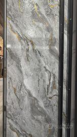 Pannello grigio venato oro 122x290 effetto marmo