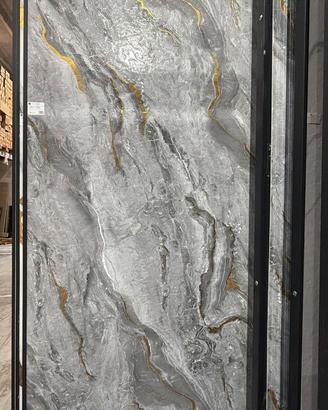 Pannello grigio venato oro 122x290 effetto marmo