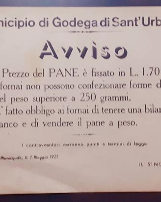 VENTENNIO PREZZO DEL PANE NEL 1921