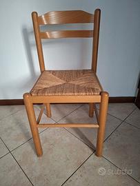 Set 4 sedie in Legno Massello e paglia mod. Pisa