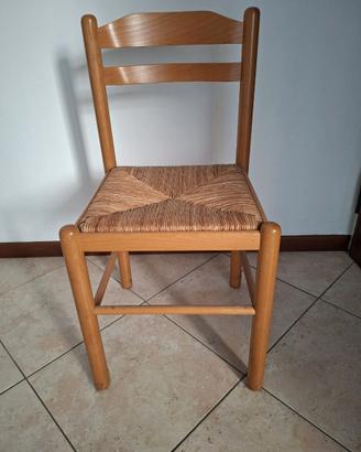 Set 4 sedie in Legno Massello e paglia mod. Pisa