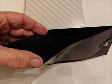 PORTA ASSEGNI FANTONI in vera pelle, colore nero