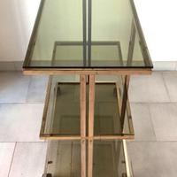 Carrello anni '70 in metallo ottonato