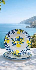 Servizio Piatti 18 pz in ceramica bianca decorata