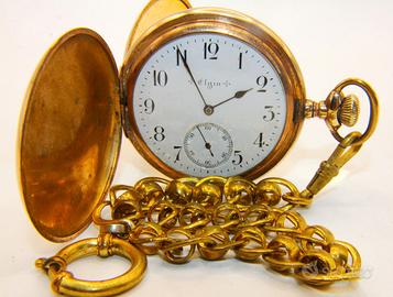 "Elgin USA" orologio savonette gold double  catena